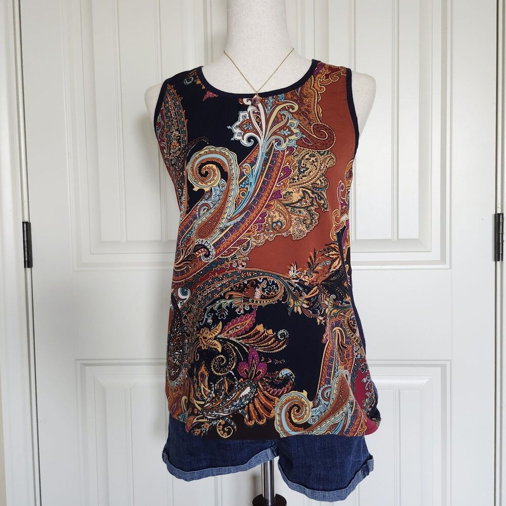 Chico's Multicolor Paisley Tank Top Size M